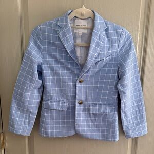 Janie & Jack Light Blue Checkered Blazer Jacket - coat, holiday, photos, special